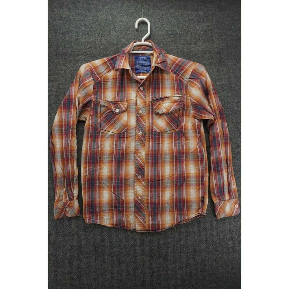 Modern Culture Button Up Shirt Mens Small Plaid Long Sleeve Western